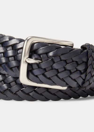 Cinturones Ralph Lauren Hombre Azul Marino - Braided Leather - YOQIB1602